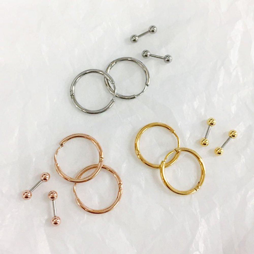 

Пірсинг кулькою + пірсинг кільцем [продається парою] rose gold