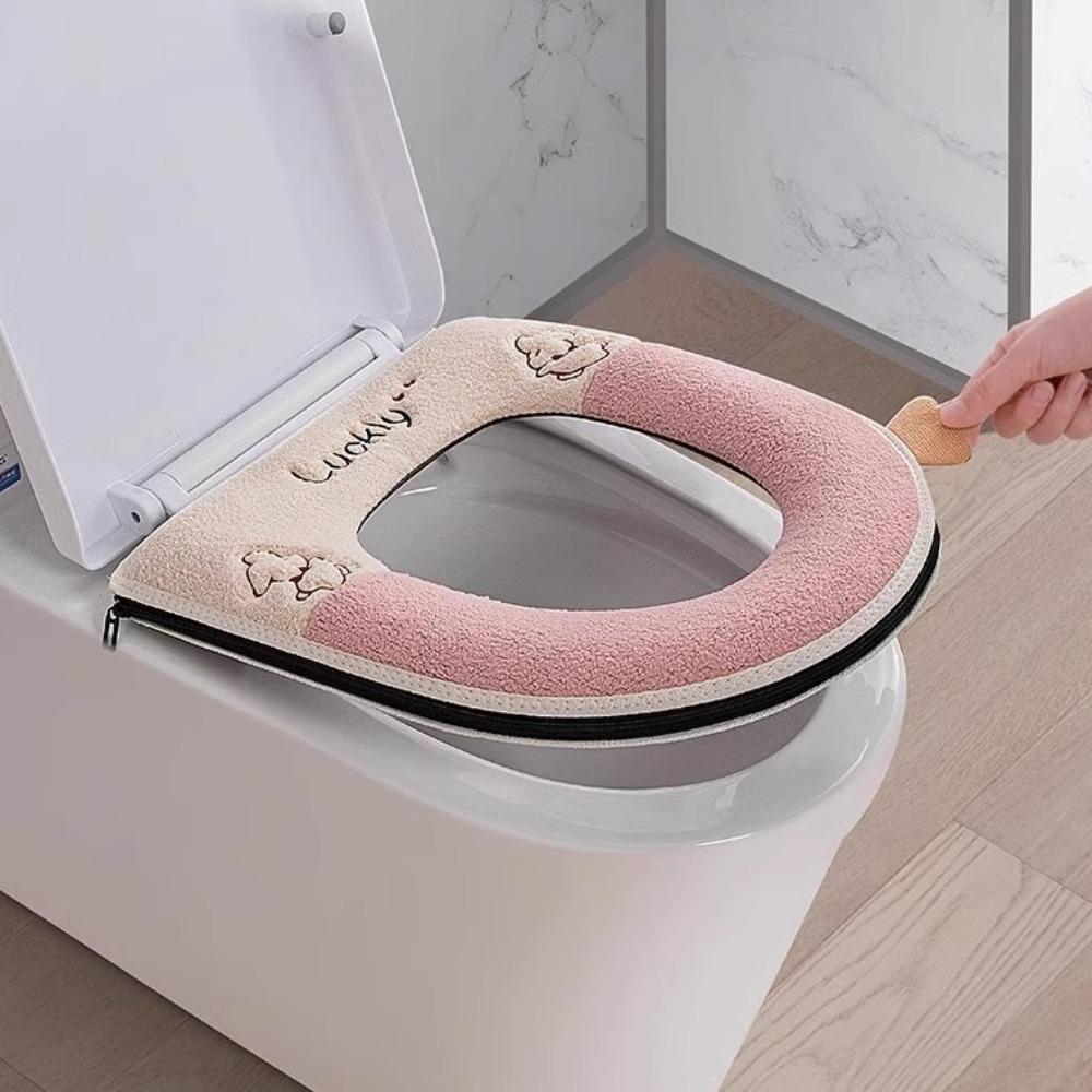 Soft Toilet Seat Cushion Zipper Design Washable Toilet Cushion Cute Closestool Mat  Daily Use