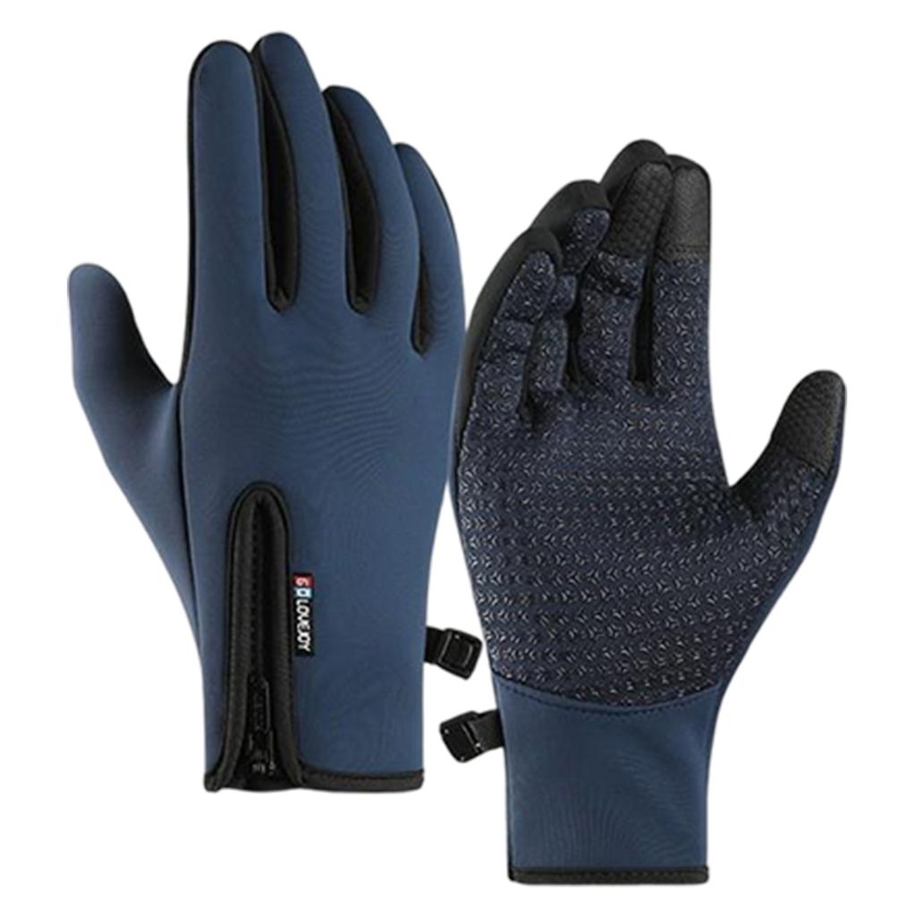 Waterproof Winter Gloves with Anti-Slip Grip Reflective Print Conductive Fingertips for Outdoor Sports and Cold Weather Activities
