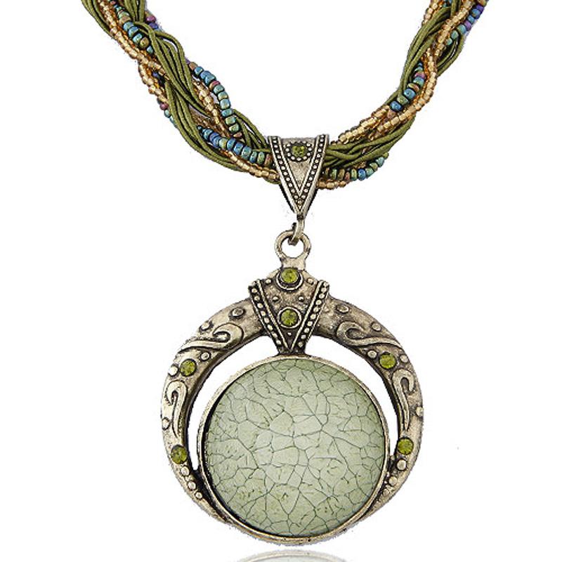 Retro handmade necklace, retro disc dream Mediterranean love rice bead sweater chain