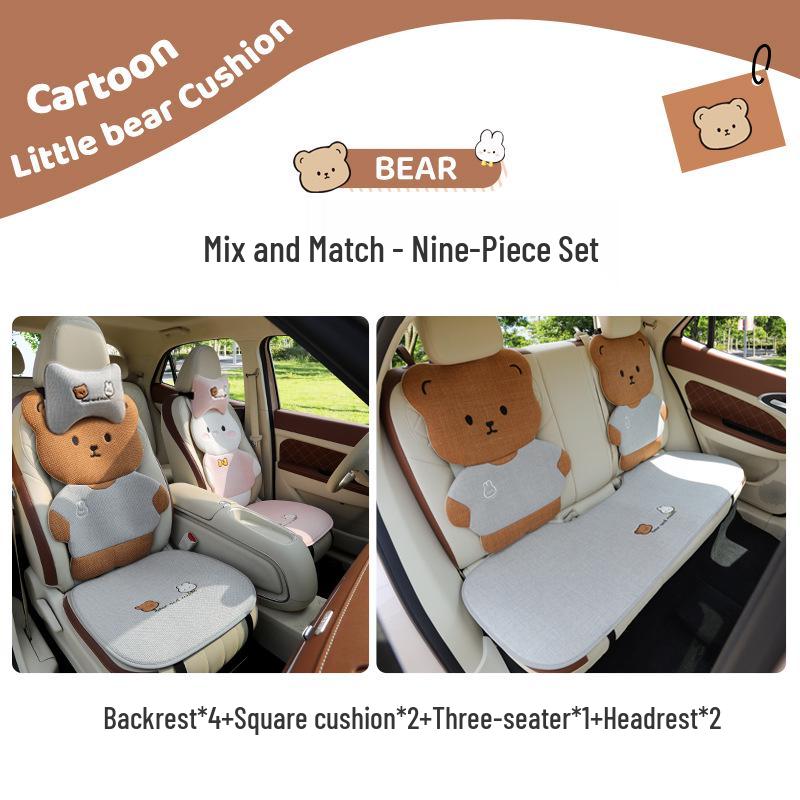 Pernă Scaun Auto Desen Animat - Universală, Bumbac-In Respirabil, Husă Scaun Spate pentru Patru Sezoane