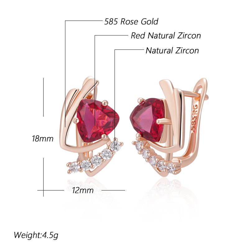 Sparkling Purple Natural Zircon English Earrings For Women Fashion Rose Gold Color Vintage Party Daily Jewelry