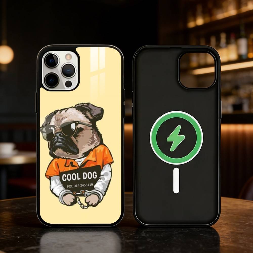 Pug Dog Funny Cartoon Phone Case For iPhone 17,16,15,14,13,12,Plus,Pro,Max For Magnetic Wireless Charge
