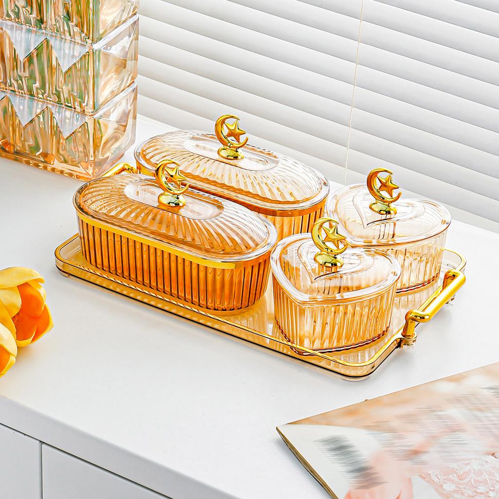 Middle Eastern Festival Fruit Tray Living Room Transparent Refreshment Tea Table Snacks Place Plate Candy Snack Plate