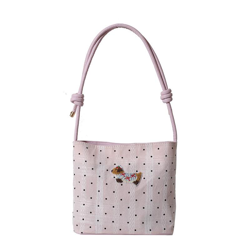 Elegant High-end Plaid And Polka Dot Handbag For Women Stylish Medium Shoulder Bag