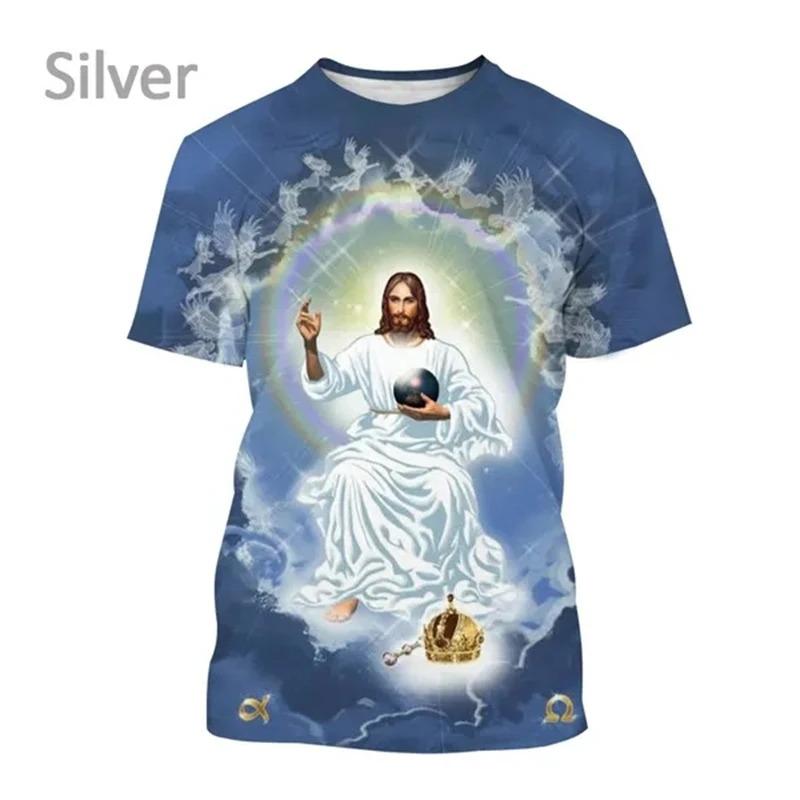 Jezus Kocha Każdego Chrześcijanina Koszulka Drukowana 3D Letnia Moda Wzór Jezusa Mężczyźni Kobiety Gorąca Krótki Rękaw Codzienna Koszulka Ropa Hombre