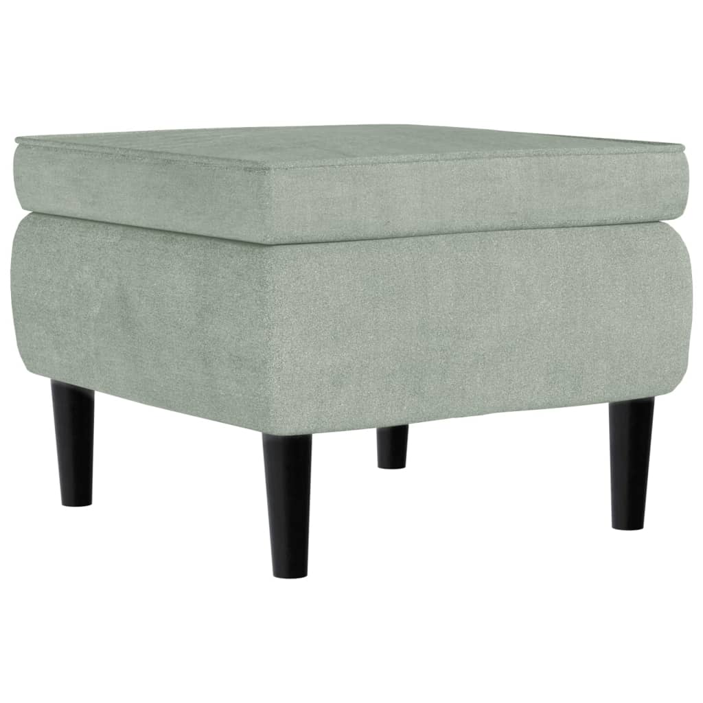 Armchair with Footstool Light Grey Velvet