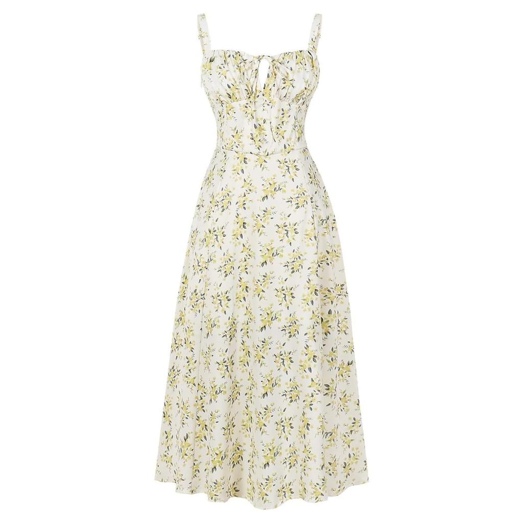 Ärmelloses Boho-Kleid für Damen, lässig locker sitzendes Sommer-Sonnenkleid mit Blumendruck