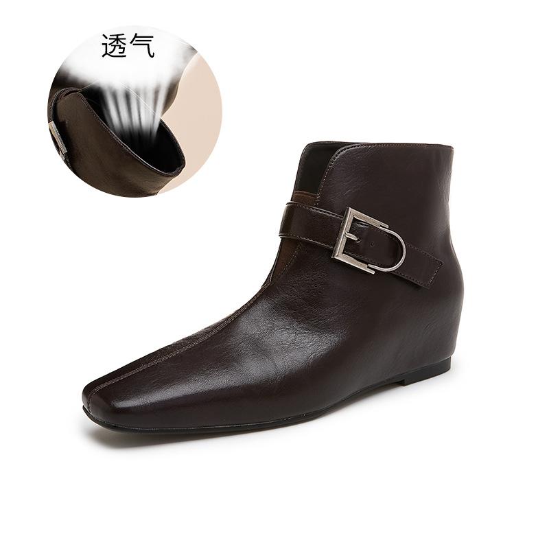Square Martin boots autumn and winter new short boots women's commuting versatile boots casual buckle denim thin boots