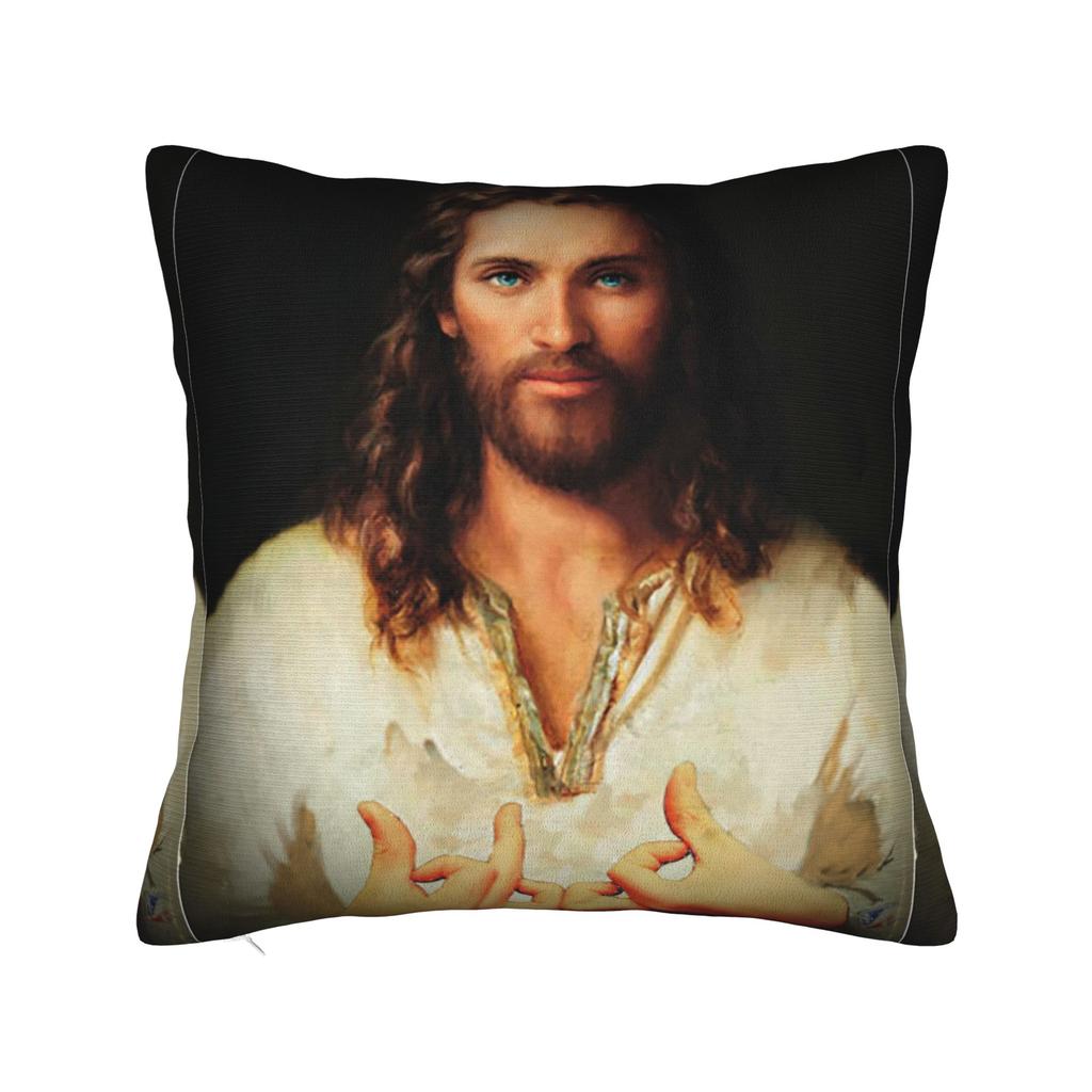Christliche Kissenhülle Polyester Kissenbezug Dekorativ Gott segne Jesus Christus Zierkissenhülle Zuhause Quadratisch cm