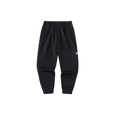 Basketball Series Solid Color Logo Mid-Waist Tapered Knit Sports Pants Men Pants Black 152341305-3