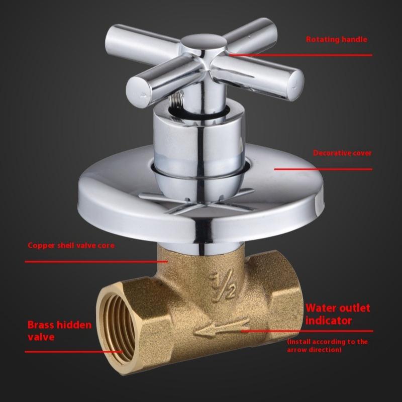 1Pcs Copper Bathtub Faucet Valve 1/2'' 3/4'' Bathroom Shower Cold Water Tap Valve Single Handle Concealed Angle Valve Accessory
