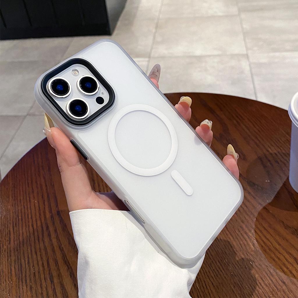 Black Frame Matte Skin Magnetic Phone Case Simple for Apple Phone Protective Case Cute Magsafe Protective Case