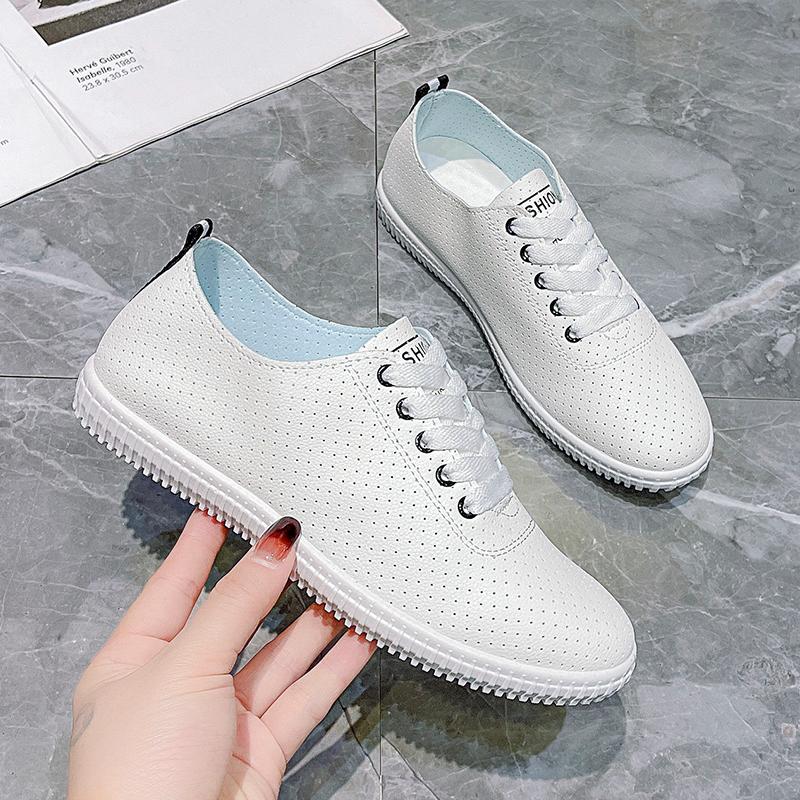 Fashion Autumn New Flat Single Shoes for Women Fashion Round Head Porosity Lacing Soft Sole Non-slip Low-top Shoes