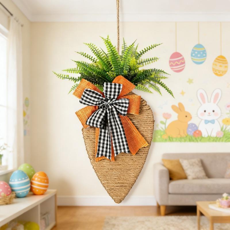 Easter Rope Handmade Carrot Door Hanger Spring Party Home Wall Centerpiece Holiday Indoor Outdoor Kids Gift Idea