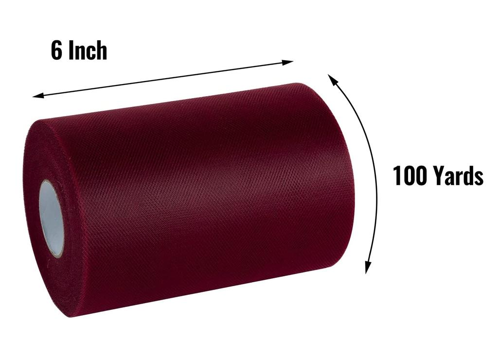Joycrosso Tulle Plain Tulle Roll Fabric Mesh Net Gauze Roll Net Fabric Width 15cm X 91M Roll Handicrafts Sewing Wedding Party Decoration #275-Burgundy