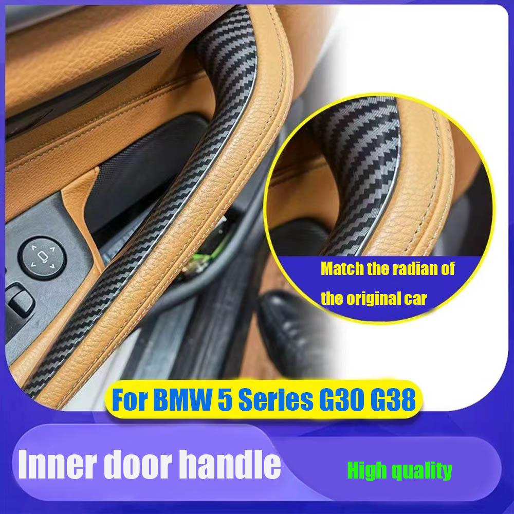 Car-styling For BMW 5 Series G30 G38 2018- Interior Carbon Fiber Texture Door Handle Pull Protective Cover