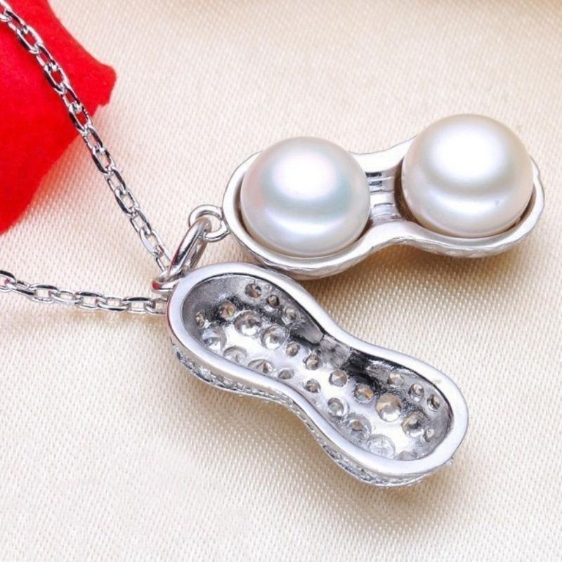 Fashion Style Necklace Peanut Pendant Necklace Jewelry Clear Pearl Necklace for Women(Color: Gold, Silver, Rose Gold)