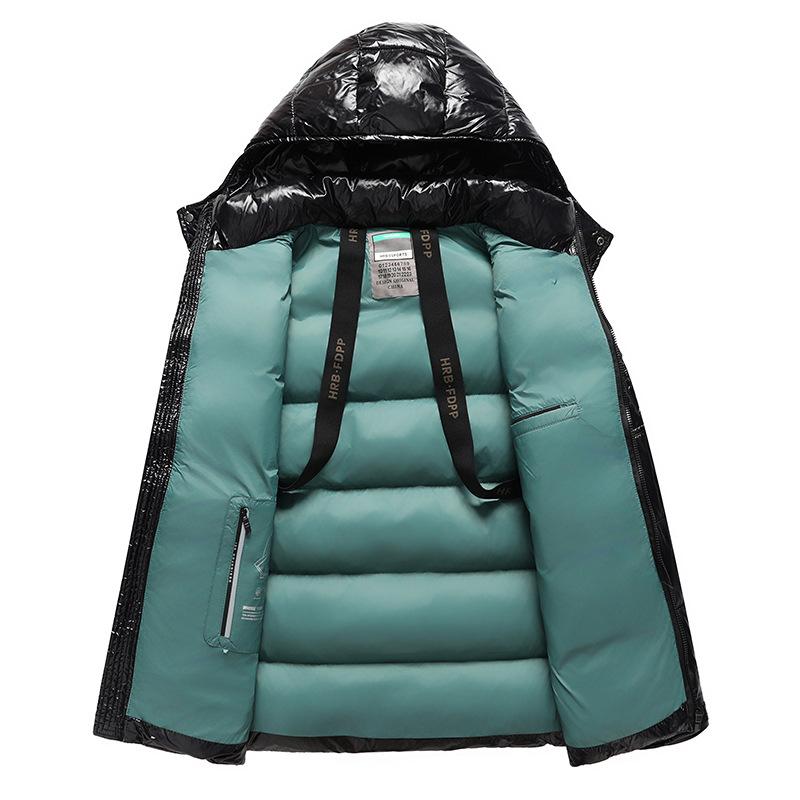 Höst- och vinterglansig avtagbar hatt Herr stående krage Lätt ledig bomullsvadderad jacka för unga och medelålders personer
