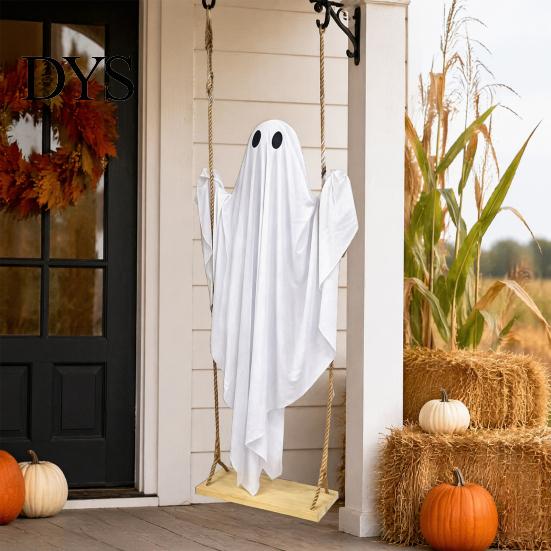 Halloween Party Supplies for Outside Hanging Ghost Swing Decor with String Lights, Glowing Floating Decorative 8 Lighting Modes Ornament Yard