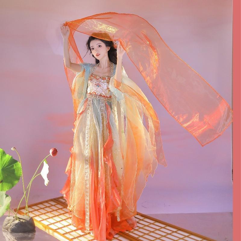 Hanfu female Tang Dynasty chest-length balsam skirt set heavy industry embroidery butterfly big-sleeved shirt super fairy summer princess skirt