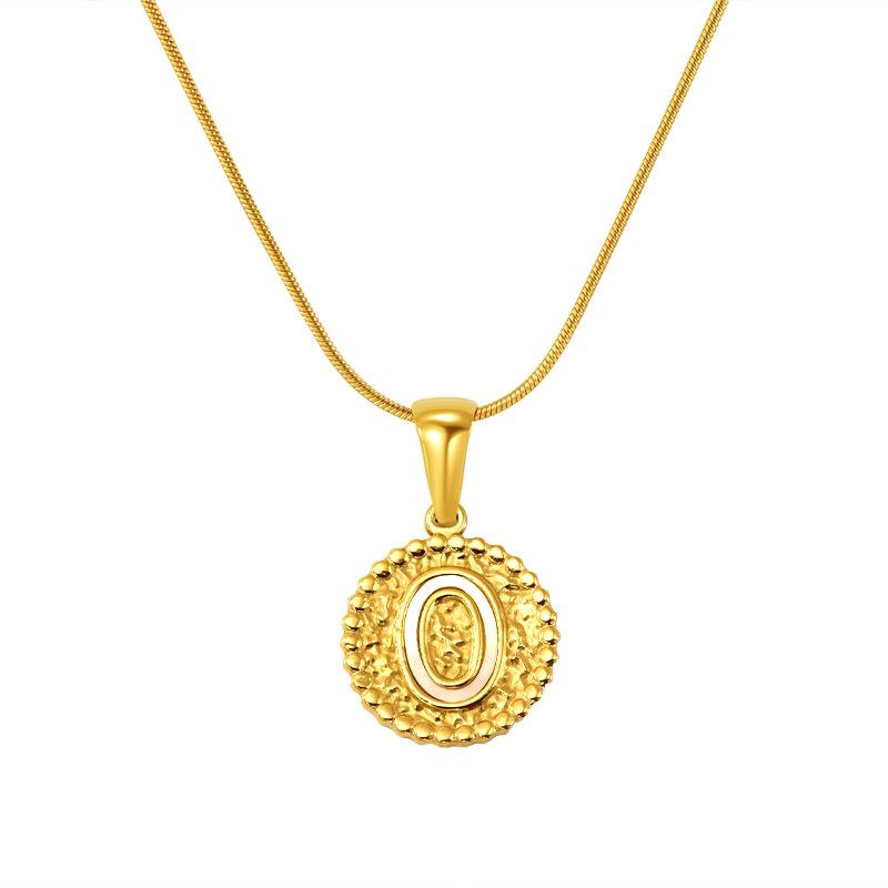 European and American Stainless Steel Letter Necklace for Women - Versatile Titanium Steel Hammered Pendant Jewelry Fashion