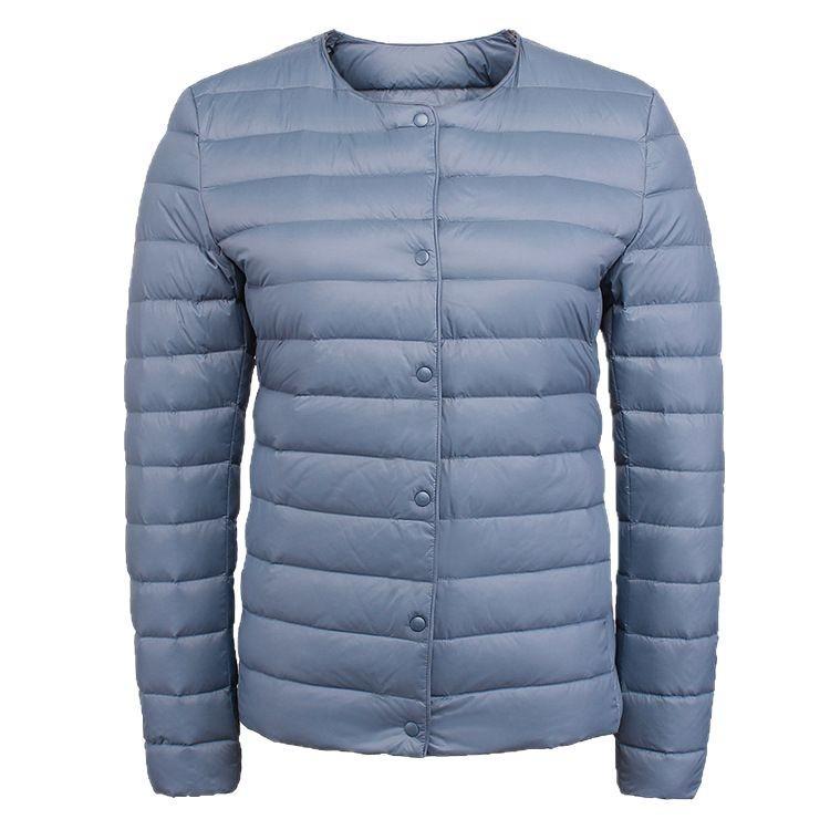 Autumn and Winter New Light Down Jacket Women's Round Neck Change V-neck Liner Long Sleeve Collarless White Duck Down Short Coat Tide
