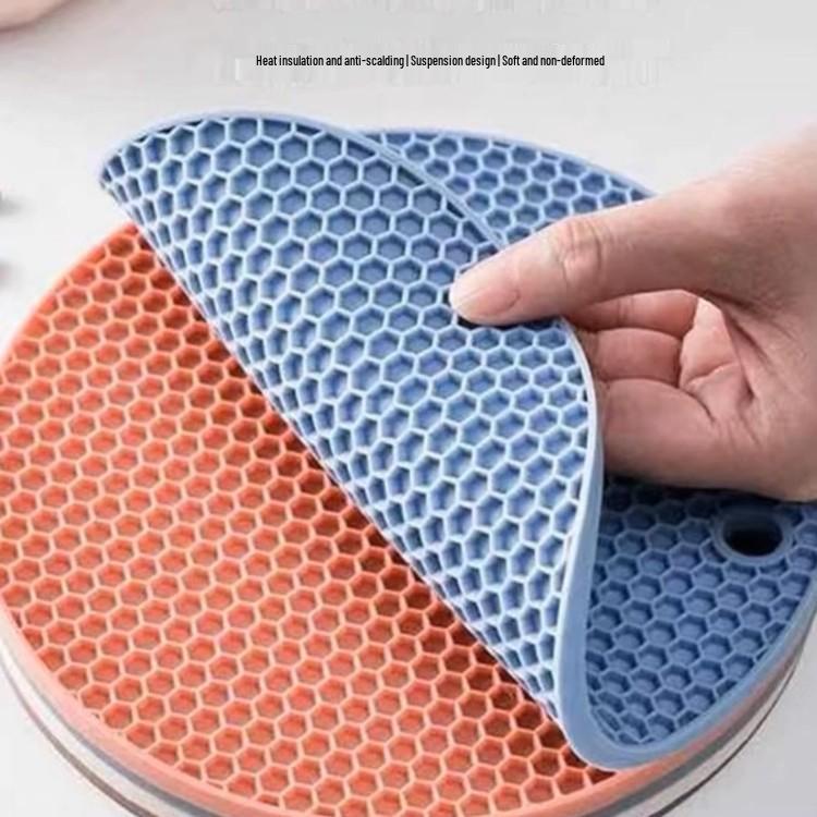 Round Silicone Honeycomb Heat-Resistant Anti-Slip Trivet Pad 14.5cm зелёный
