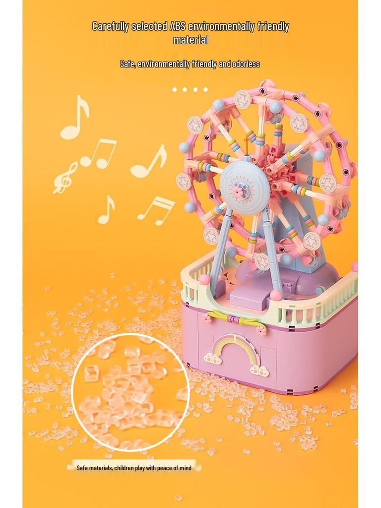 Ferris Wheel & Carousel Music Box: Building Block Toy Gift for Girls, Girlfriends, and Best Friends