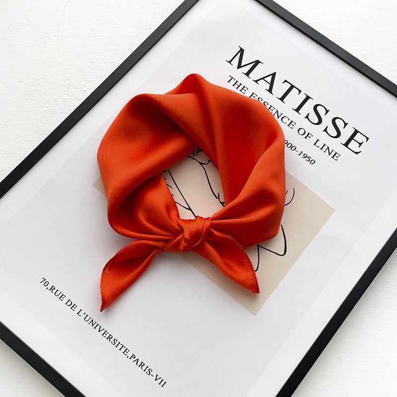 Lightweight Silk Scarf Women 53x53cm Pure Color Square Neck Elegant Minimalist Accessory