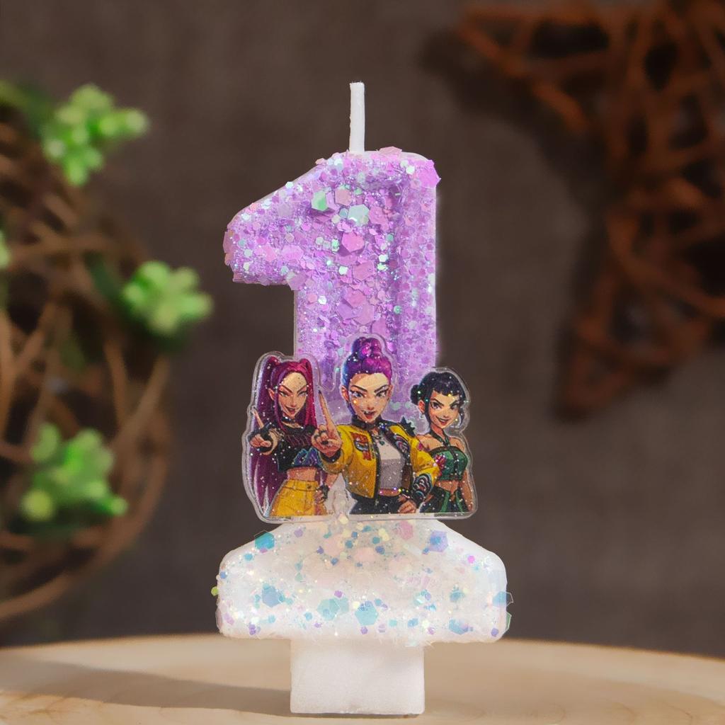 NEW Demon Hunters Digital Candle Cake Decoration KPop Numi Mira Zoe Digital Candle Cake Top Birthday party cake decoration