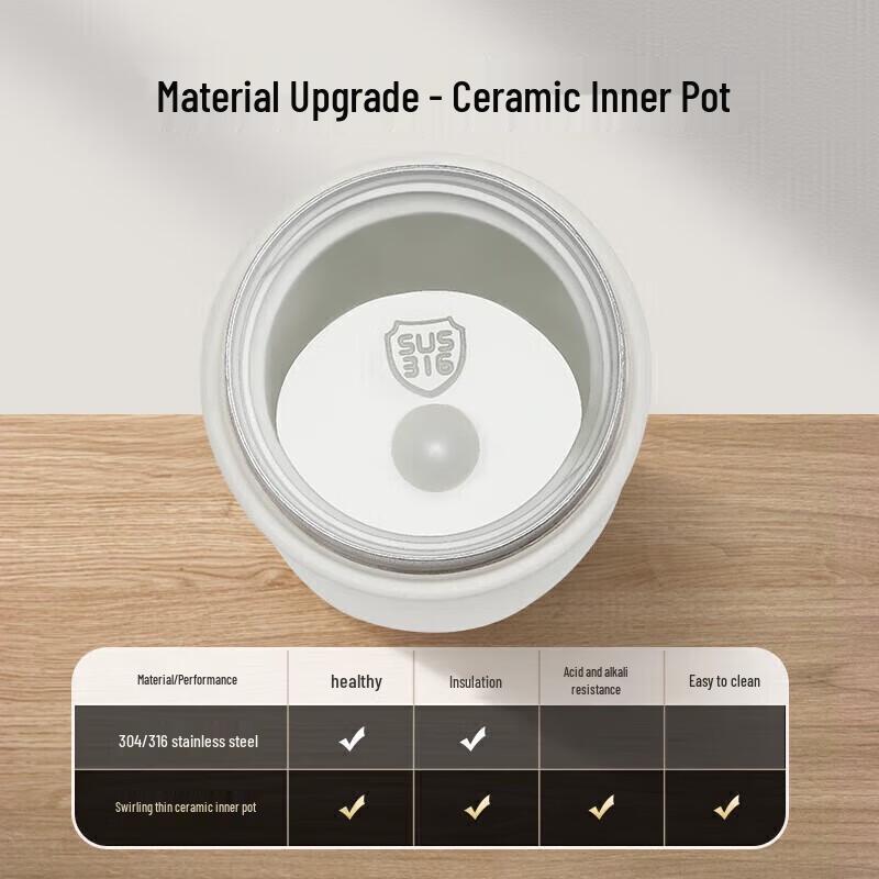 TOMIC Ceramic Lined Tea Separation Insulated Mug