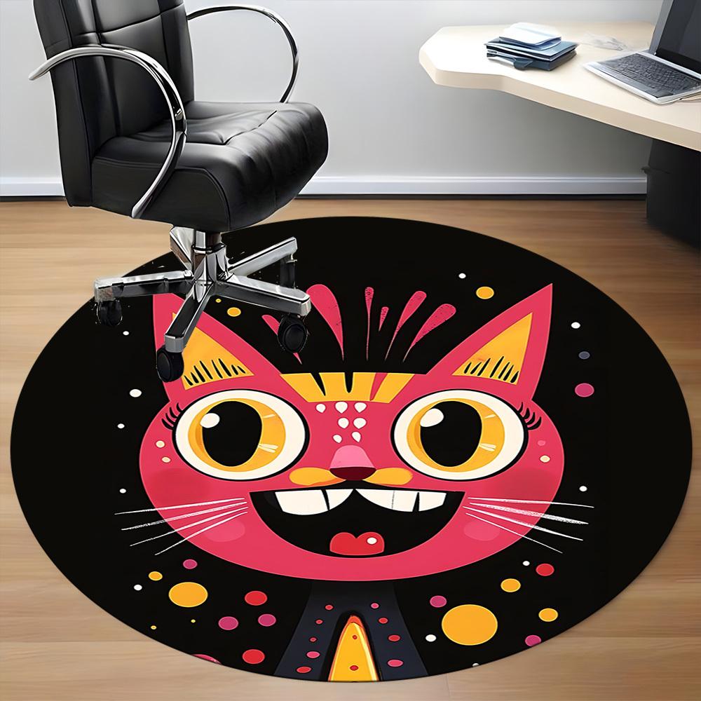 1pc Cat Whiskers Office Round Area Rug, Indoor Mat Suitable For Office, Under Office Chairs Bedroom Living Room Home Decor, Room Deco
