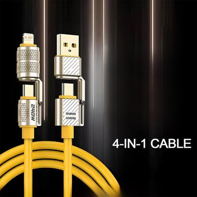 240W 4-in-1 Type C Cable Super Fast Charging Data Cable Type-C To Type-C Zinc Alloy Cord for IPhone15 16 Oneplus Huawei Xiaomi