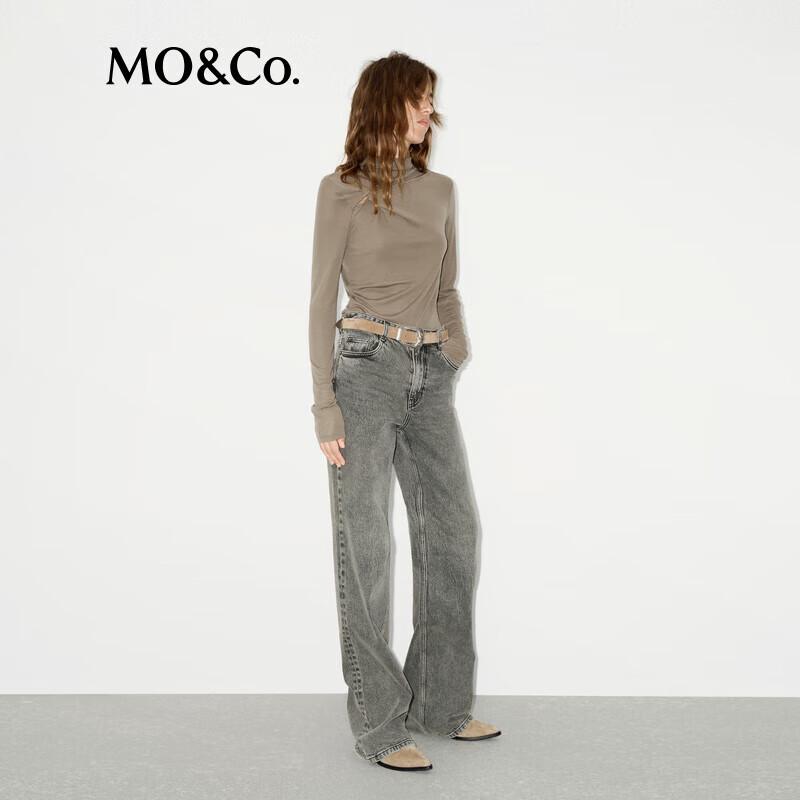 MO&Co. Deconstructed High-Neck Stretch Tencel Wool Top