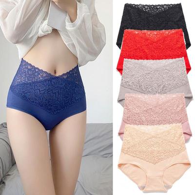 3Piece/Lot High Waist Lace Women Panties Pure Cotton Crotch Panty Front and Back Leak-proof Underwear