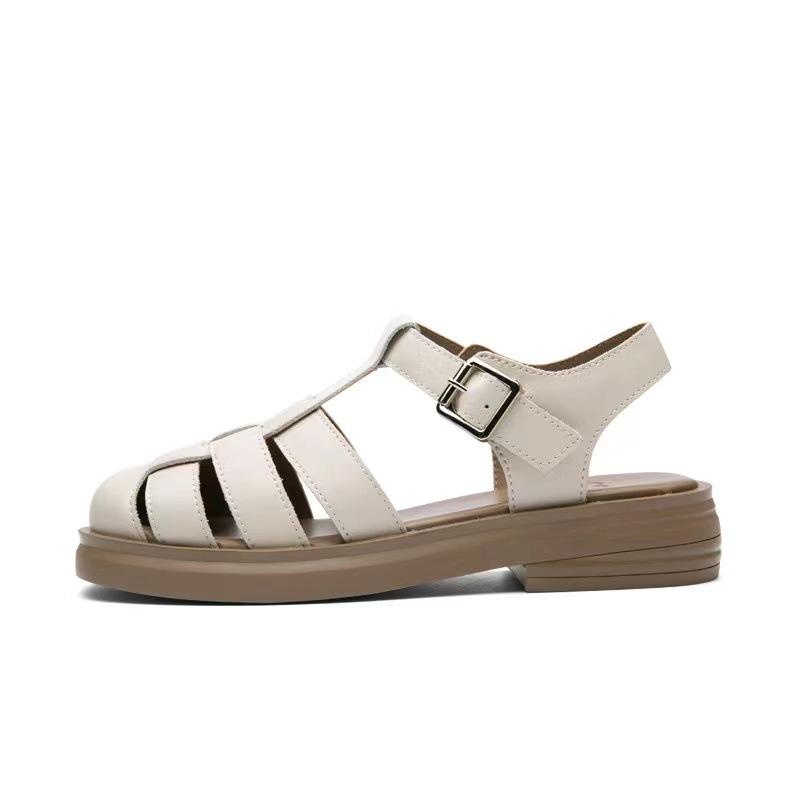 Baotou Sandals Summer Thick-soled Retro French Woven Soft-soled Flat-soled Roman Sandals