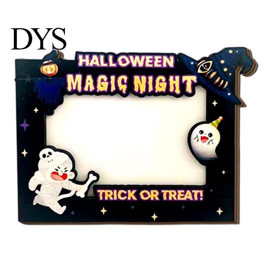 Creative Autumn Housewarming Gifts Halloween Wooden Photo Frame, Double Layer Wood Tabletop Picture Holder, Frames Display Stand for Home Holiday