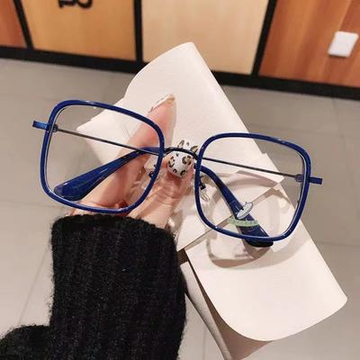 Occhiali da vista da donna con montatura quadrata grande Ins Girl Fashion Occhiali da lettura trasparenti Occhiali da vista per computer anti-luce blu ad alta definizione