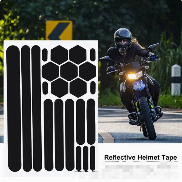 Reflective Helmet Stickers, Black, 22 Pack, 1410cm, Decals for Bike Ski