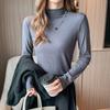 Tiansi Cotton Autumn and Winter Half-high Neck Single Color Base Blouse with Long Sleeves To Make You Look Slim and Slim