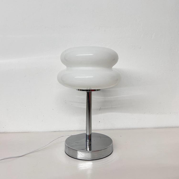 Bauhaus Egg Tart Glass Table Lamp - Thick-Sole Night Light for Bedroom, Bedside, or Living Room