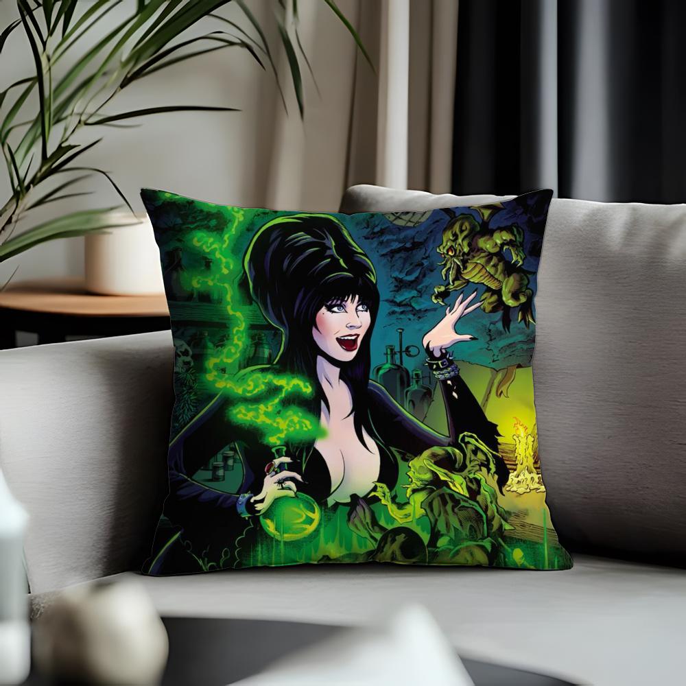 Viral EElvira Mistress of the Darkable Cushion Cover Antidustmite Pillowcase Invisible Zipper Silky Short Plush Sofa Cushion