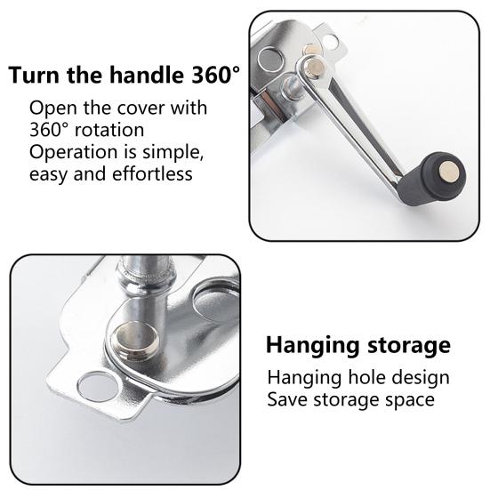 Manual Can Opener Heavy Duty Comfortable Grip 360 Degree Hand-cranking Handle Sharp Cutter Multifunctional Handheld Bottle Opening