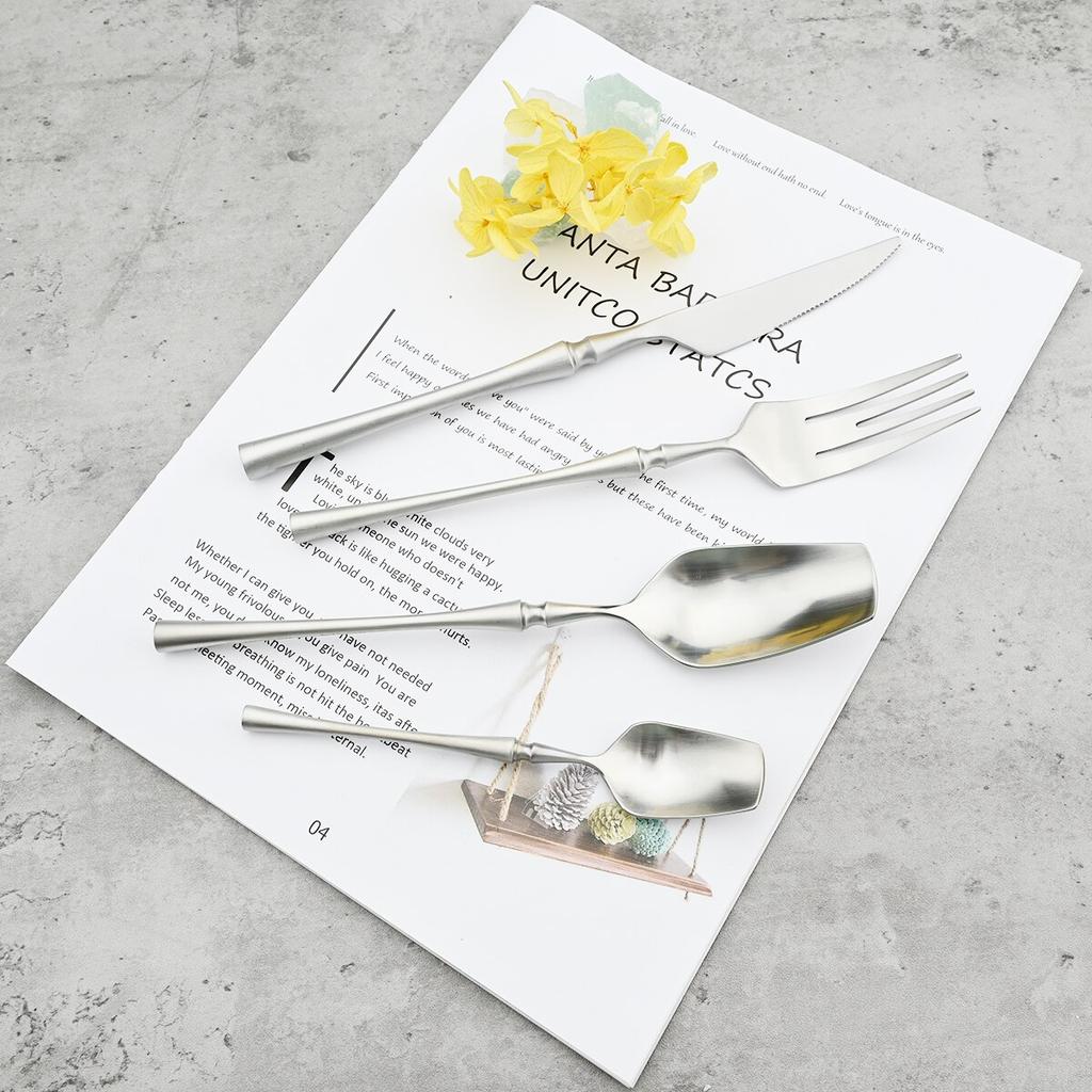 Luxury 304 Stainless Steel Dinnerware Set Matte Gold Tableware Western Knife Fork Tea Spoon Cutlery Set Patry Kitchen Silverware