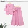 ZANZEA Women Short Sleeve Blouse and Long Skirts Summer Two Piece Suit Sets