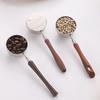 Measuring Spoon with Wood Handle, Stainless Steel Baking Scoop, Coffee Bean Milk Powder Teaspoon for Sugar Spice, Kitchen Gadget