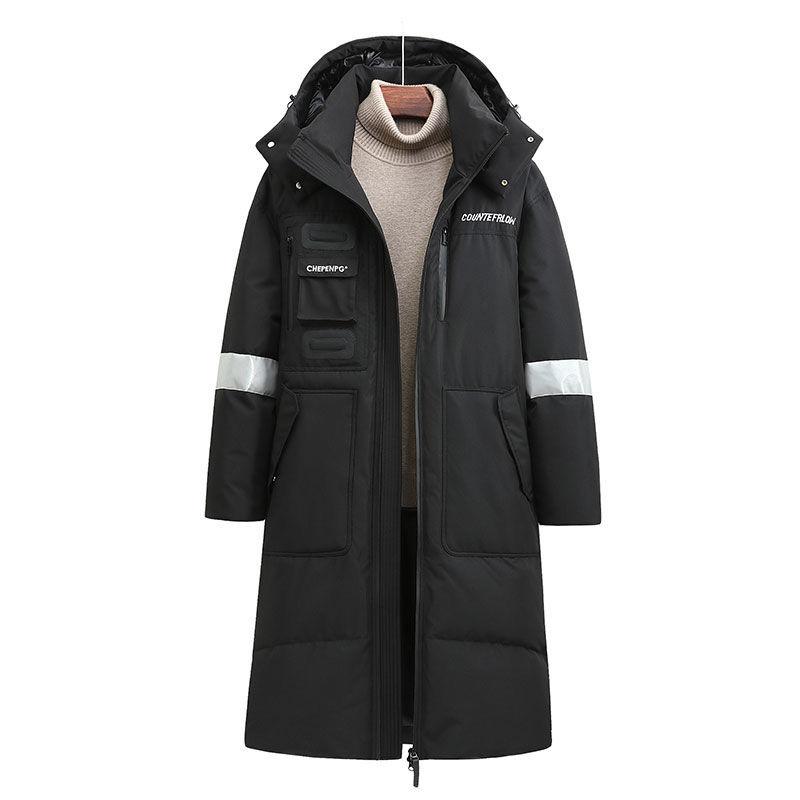 

Новая зимняя куртка пуховик для мужчин длинная до колена для защиты от холода и тепла, парная куртка пуховик средней длины 3XL чёрный
