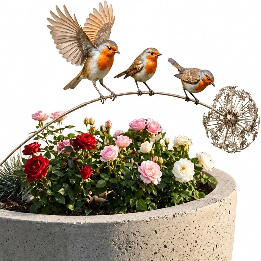 Weather Resistant Robin Garden Stake Metal Bird Plant Stake New Bird Garden Stake Patio Decor