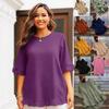 Sommer Übergröße Baumwolle Leinen Taschen T-Shirt für Damen - Mittleren Alters & Ältere